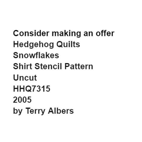Hedgehog Quilts HHQ7315 Pattern Snowflakes Shirt Stencil Winter Holiday Folkart - Picture 3 of 6